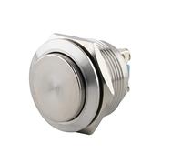 SeKi Bouton poussoir en acier inoxydable - Diamètre : 22 mm - Forme de tête saillante - Anneau LED coloré - Œillets à souder rouges - Connecteur plat 0,5 x 2,8 mm - Bouton de sonnette