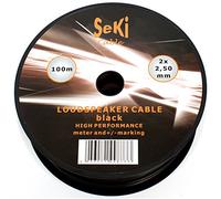 SeKi Câble de haut-parleur 2 x 2,50 mm² - 100 m - Noir - CCA - Câble audio - Câble d'enceinte