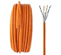 SeKi Câble de pose Cat. 7 PIMF S/FTP LSZH homologué sans halogène BauPVO Ethernet Câble d'installation LAN 10 Gbit 1000 MHz AWG23/1 Câble de données réseau blindé Orange