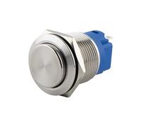 SeKi Commutateur Interrupteur de pression en acier inoxydable - Diamètre : 19 mm - Avec œillets à souder - Connecteur plat 0,5 x 2,8 mm