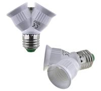SeKi - Douille E27 vers 2 douilles E27 - Adaptateur de lampe pour ampoules LED halogènes et à faible consommation d'énergie, 312134, blanc