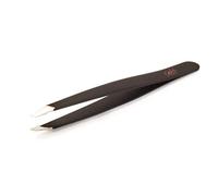Seki EDGE SS-500 | Made in Japan | Pince à épiler professionnelle à pointe biseautée | Pointe de précision affûtée à la main | Acier inoxydable trempé deux fois | Revêtement noir | 9,5 cm
