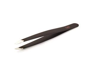 Seki EDGE SS-500 | Made in Japan | Pince à épiler professionnelle à pointe biseautée | Pointe de précision affûtée à la main | Acier inoxydable trempé deux fois | Revêtement noir | 9,5 cm