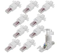 SeKi Lot de 10 fiches réseau RJ45 CAT 6 UTP sans outil compatibles avec câbles de pose et câbles patch - Connecteur LAN pour câble réseau Toolless compatible avec CAT5, CAT7, CAT6a, DSL