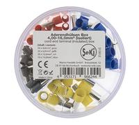 SeKi Lot de 100 embouts de câble isolés 4,0-16,0 mm² (50 x 4,0 mm² gris, 20 x 6,0 mm² jaune, 20 x 10,0 mm² rouge, 10 x 16,0 mm² bleu) selon le code couleur DIN dans une boîte à saupoudrer