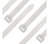 SeKi Lot de 100 serre-câbles - Blanc/naturel - 450 x 7,6 mm - Résistant à la déchirure - Jusqu'à 58,9 kg - Nylon PA6.6 - Autobloquant - Lot de serre-câbles pour la gestion des câbles, la maison