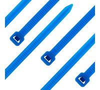 Seki Lot de 100 serre-câbles bleus - 200 x 2,5 mm - Résistants à la déchirure jusqu'à 8,2 kg - Nylon PA6.6 - Autobloquants - Pour gestion de câbles, ménage, atelier et industrie