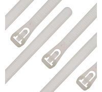 SeKi Lot de 100 serre-câbles réutilisables en nylon PA66 - Résistant aux UV - Serre-câbles solides - Pour la gestion des câbles, le jardin, l'atelier et la maison - 450 mm x 9 mm - Blanc