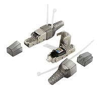 SeKi Lot de 2 prises réseau RJ45 CAT6 sans outil - Boîtier en métal pour câbles d'installation et câbles de raccordement - Prise LAN montable sur site pour câble réseau compatible avec CAT5, CAT7,