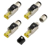 SeKi Lot de 4 connecteurs réseau RJ45 CAT 8,1" sans outil - Boîtier métallique pour câbles d'installation et câbles de raccordement - Prise LAN pour câble réseau compatible avec CAT5, CAT7, CAT6a, DSL