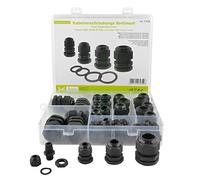 SeKi Lot de 40 presse-étoupes M12, M16, M25 et M25 noir avec contre-écrou et bague d'étanchéité - IP68 - En plastique étanche