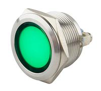 SeKi Témoin de contrôle LED vert 22 mm 6-24 V V V2A en acier inoxydable - Lampe de signalisation - Indicateur de fonctionnement