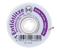 SeKi Tresse à dessouder de 1,0 mm - Pour enlever l'étain à souder - Longueur : 1,5 m - Haute puissance d'aspiration - Tresse à dessouder - Tresse d'aspiration