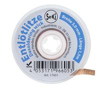 SeKi Tresse à dessouder de 3,0 mm - Pour enlever l'étain à souder de 1,5 m de long - Haute puissance d'aspiration - Tresse à dessouder - Tresse d'aspiration
