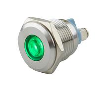 SeKi Voyant de contrôle LED vert 16 mm 6-24 V V2A en acier inoxydable - Lampe de signalisation - Indicateur de fonctionnement