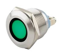 SeKi Voyant de contrôle LED vert 19 mm 6-24 V V2A en acier inoxydable V2A - Lampe de signalisation, indicateur, témoin de fonctionnement, Ø 19 mm