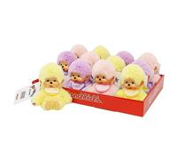 Sekiguchi 201495 Monchhichi 201495-Monchhichi Original, Assorti, Violet, Animal en Peluche d'environ 15 cm, Jaune, Lilas, Rose