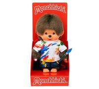 Sekiguchi 203826 - Monchhichi garçon Artiste Original, Peluche d'environ 20 cm en Peluche Marron