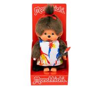 Fille en Robe de Peintre avec Tresse | 20 cm Kiki Poupée Monchhichi | Mode