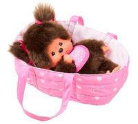 Monchhichi Poupée avec sac de transport - 20 cm - Jouet mignon