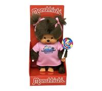 Sekiguchi Peluche Monchhichi 205257 – Originale pour fille, robe rose, 20 cm, marron