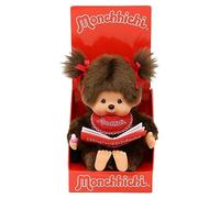 Sekiguchi 221561 - Original Monchhichi Girl, Figurine en Peluche avec Album Photo et Rubans, Animal en Peluche Brun d'env. 20 cm