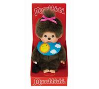 Fille aux yeux Endormis | 20 cm | Kiki | Monchhichi Poupée | Bavette réversible