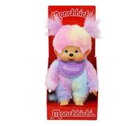 Style Batik pour Fille | 20 cm | Kiki | Poupée Monchhichi | avec Bavoir violet