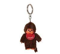 Sekiguchi 2534 - Fille ou Garçon Monchhichi Original, en Peluche Marron, avec Bavoir, Porte-Clés, environ 10 cm, Assortis