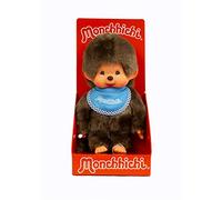 Sekiguchi 255040 - Garçon Original Monchhichi, en Peluche Marron, avec Bavoir Bleu, env. 20 cm