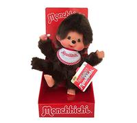 Sekiguchi 255177 - Garçon Original Monchhichi, en Peluche Marron, avec Bavoir Rouge et Blanc, env. 20 cm