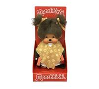 Sekiguchi 205264 - Monchhichi Originale, Fille avec Sacs de Courses et écharpe monogrammée, Peluche d'environ 20 cm en Peluche Marron