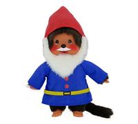 Sekiguchi Monchhichi 242054 Nain de la forêt Original, en Peluche, Marron, avec Costume, Barbe et Bonnet de Nain, env. 20 cm