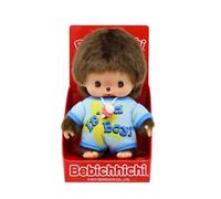 Sekiguchi 203840 - Original Bebichhichi garçon, Peluche avec grenouillère Bleu Clair, Peluche d'environ 14 cm en Peluche Marron