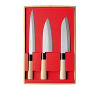 SekiRyu Set de 3 Couteaux Japonais SR801 - Sashimi, Santoku et Deba - Lame en Acier Inoxydable