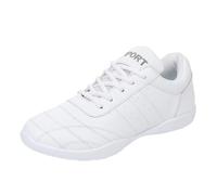 sekiueo Chaussures Cheerleading Femmes Chaussures Cheer À Lacets Filles Chaussures De Gymnastique Légères en Cuir Baskets De Danse Scolaire Et De Compétition,Blanc,38 EU