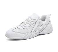 sekiueo Chaussures Cheerleading Femmes Chaussures Danse Filles Plates Souples Et Respirantes pour La Compétition La Gymnastique Et L'entraînement Scolaire,Blanc,36 EU