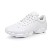 sekiueo Chaussures Cheerleading Femmes Filles Semelle Fendue Baskets Danse Jazz Et Cheer en Cuir À Lacets Chaussures Compétition Et De Gymnastique pour L'école,Blanc,39 EU