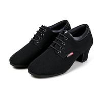 sekiueo Chaussures Danse À Lacets Femmes en Cuir Bout Fermé Chaussures Latin de Salon Ou Salsa Antidérapantes Petit Talon pour Les Mariages Et Les Fêtes,Black b,36 EU