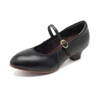 sekiueo Chaussures Danse Latine Femmes Chaussures De Caractère À Bout Fermé Talon Bas Et Bride Cheville pour La Salsa Le Tango Et Les Soirées,Noir,41 EU