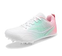 sekiueo Chaussures D'athlétisme Femmes Baskets Respirantes pour Course sur Piste Saut Sprint Pointes Chaussures De Sport,Vert,41 EU