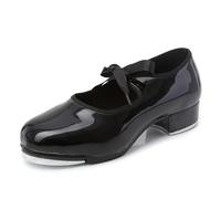sekiueo Chaussures De Claquettes Femmes Chaussures De Danse en Cuir PU avec Ruban Chaussures Mary Jane À Petit Talon pour Fille,Noir,39 EU
