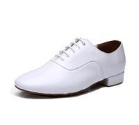 sekiueo Chaussures De Danse De Salon Hommes Style Oxford Semelle en Cuir Petit Talon pour La Valse La Salsa Et Le Tango,Blanc,40 EU