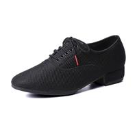 sekiueo Chaussures De Danse Hommes en Maille Semelle en Cuir Chaussures De Salon D'intérieur À Lacets Souples pour La Salsa Et Les Danses Latines,Noir,44 EU