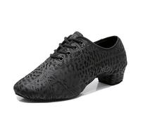 sekiueo Chaussures De Danse Latine À Semelle Fendue pour Hommes Et Femmes Style Salon Jazz Valse À Lacets,Noir,34 EU