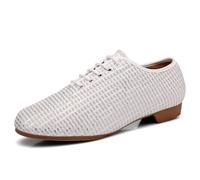 sekiueo Chaussures De Danse Latine Femmes Semelle Intégrale en Caoutchouc Et Mesh Style Moderne Salsa Tango À Lacets Style Gymnastique,Blanc,36 EU