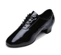 sekiueo Chaussures De Danse Latine Hommes Semelle en Cuir Fendu Talons Bas pour La Salsa Le Tango Et La Valse,Black b,43 EU