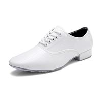 sekiueo Chaussures De Danse pour Hommes Modèle Oxford À Lacets en Cuir Verni pour Les Danses Latines Salsa Et Tango,Leather Sole,41 EU
