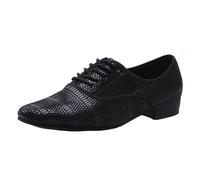 sekiueo Chaussures De Valse Homme Semelle en Cuir Chaussures De Danse Latine Et Salsa À Lacets Souples pour Les Fêtes,Noir,46 EU