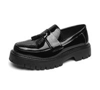 sekiueo Chaussures Ville Plateforme Hommes Mocassins Brogue Cuir Verni
